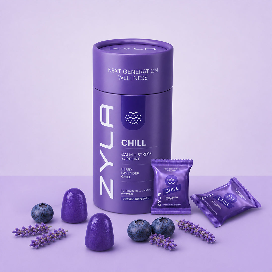 ZYLA Chill Gummies – Calm & Stress Support | Berry Lavender Chill | 30 Individually Wrapped Gummies